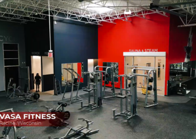 Vasa Fitness center in Racine, WI - Sauna, steam room and bathroom view